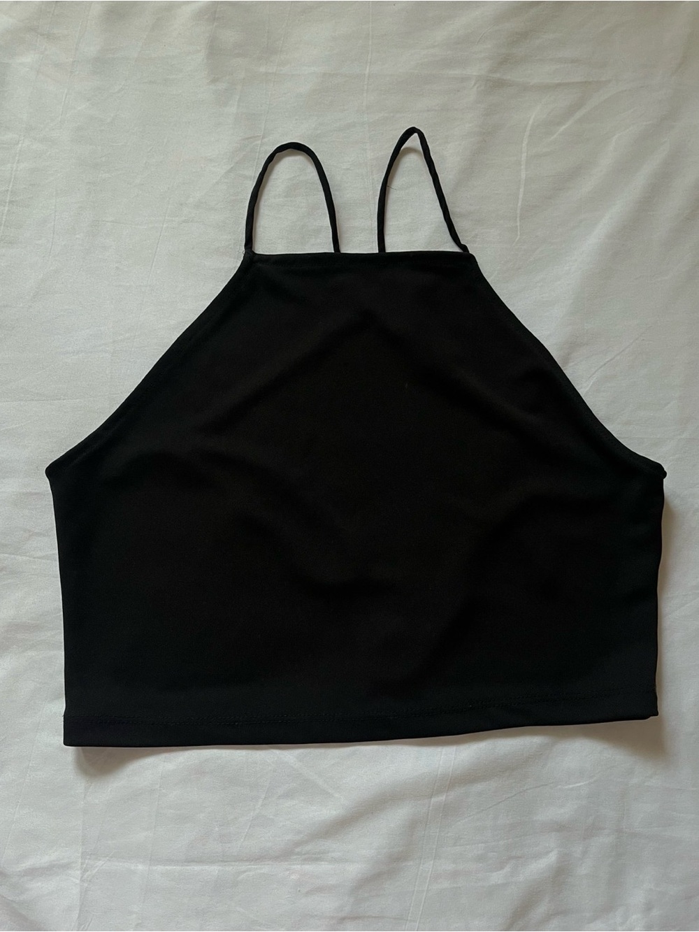 H&M Black High Neck Cropped Tank Top
